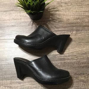 Born Black Leather Slip-On Mules
